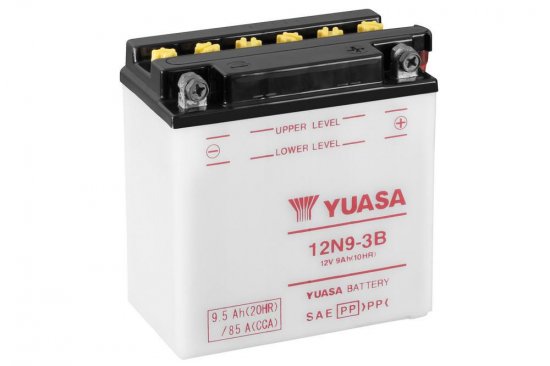 Conventional 12V battery with acid YUASA 12N9-3B